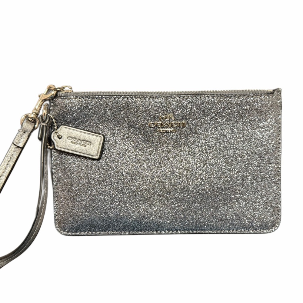 COACH Silver Sparkle small wristlet
